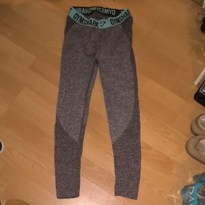 Gymshark | Gray Leggings with Teal Waistband